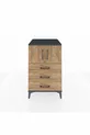 Table de chevet Kronos avec une étagère, 3 tiroirs et 2 portes, anthracite-pin