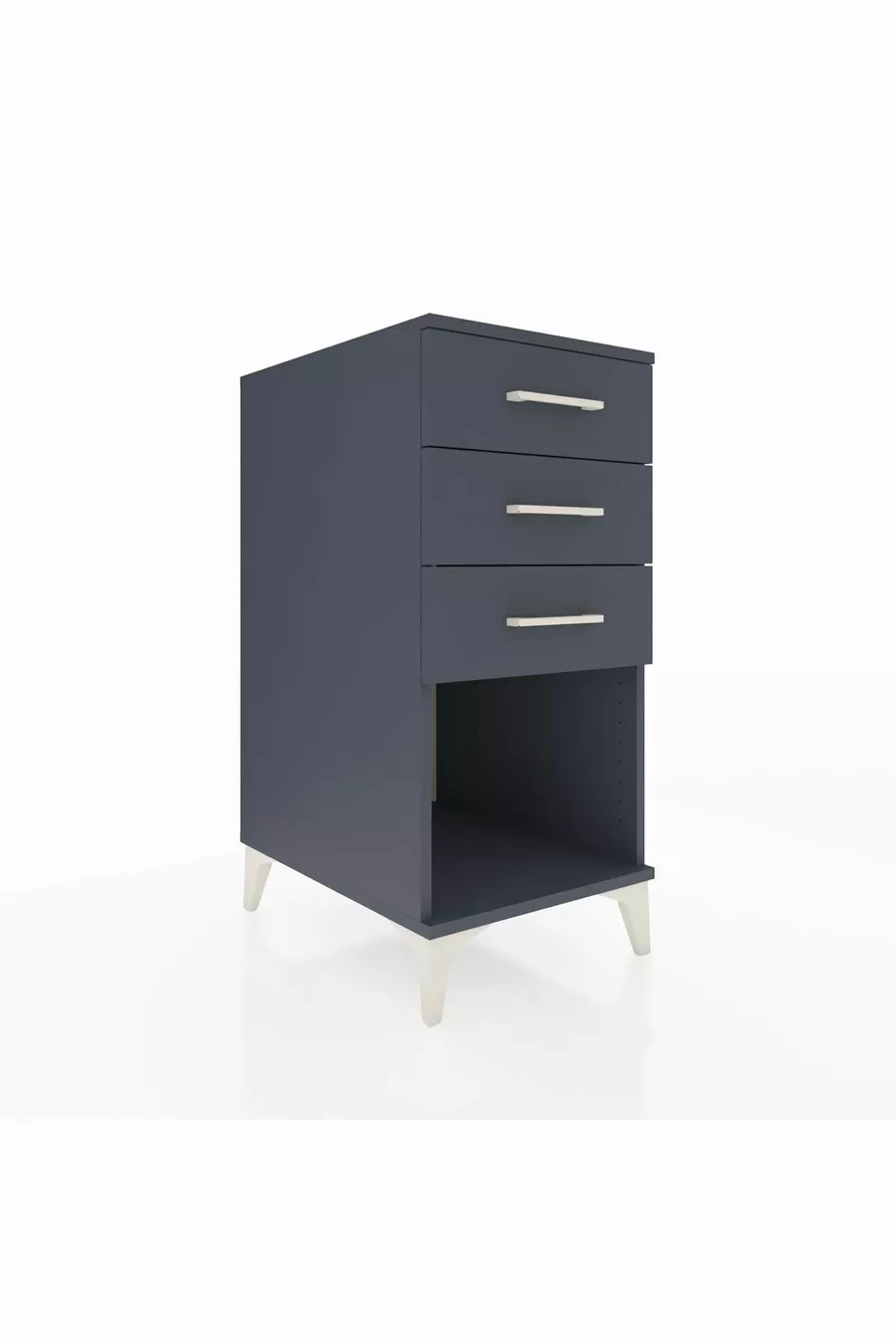 Table de chevet Kronos à 3 tiroirs Anthracite-Anthracite