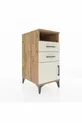 Table de chevet Kronos avec une étagère, 2 tiroirs et une porte, pin-gris