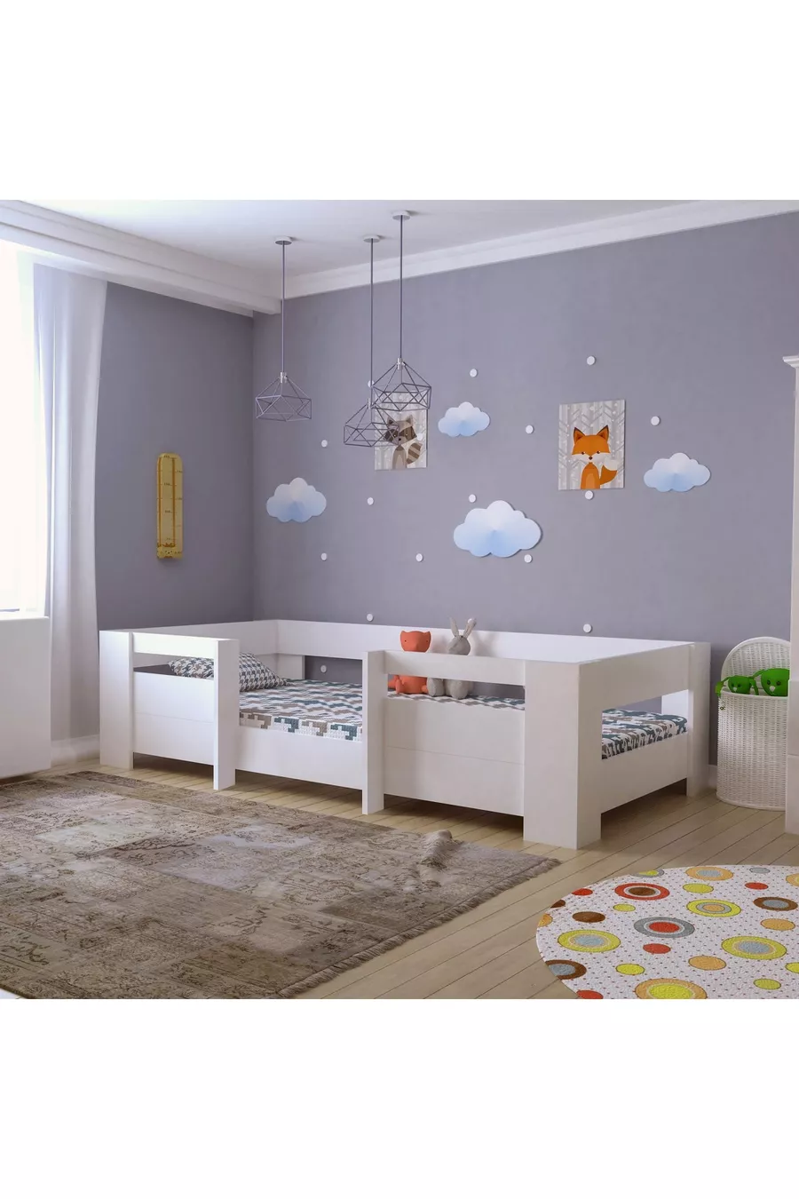 Vega Montessori Lit en MDF Blanc Compatible avec Matelas M