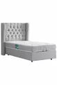 Ensemble de lit Riga avec sommier simple et tête de lit Comfort, gris clair