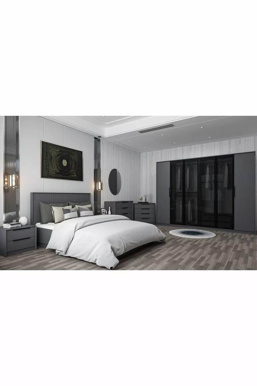 Ensemble de chambre à coucher Kale Luxe - Anthracite Set 2