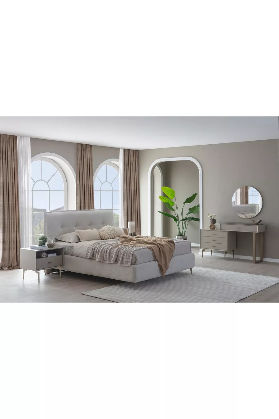ENSEMBLE DE CHAMBRE PANDOR NOX, CRÈME, 5 PORTES