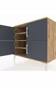 Commode Kronos 3 étagères 4 portes Pin-Anthracite