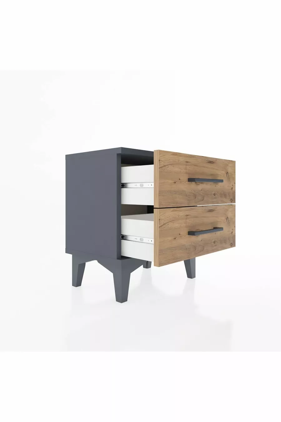 Chevet Arges 2 tiroirs Anthracite-Pin
