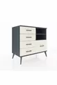 Commode Hyperion 2 étagères 5 tiroirs Anthracite-Anthracite/Pierre de lune