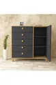 Kardela % MDF Chambre d'enfant Commode pour bébé 5 tiroirs avec porte Anthracite Pin Atlantique