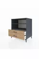 Commode Kronos 2 étagères 2 tiroirs Anthracite-Bois de pin