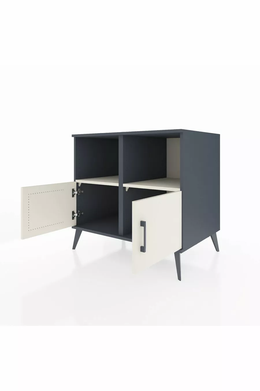 Commode Kronos 2 étagères 2 portes Anthracite-Pierre de lune