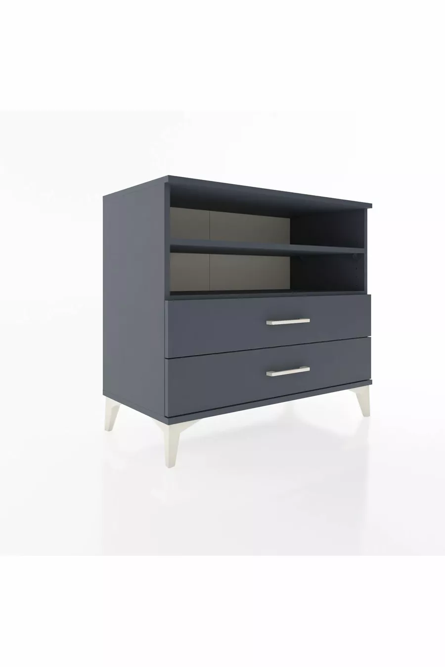 Commode Hyperion 2 étagères 2 tiroirs Anthracite-Anthracite