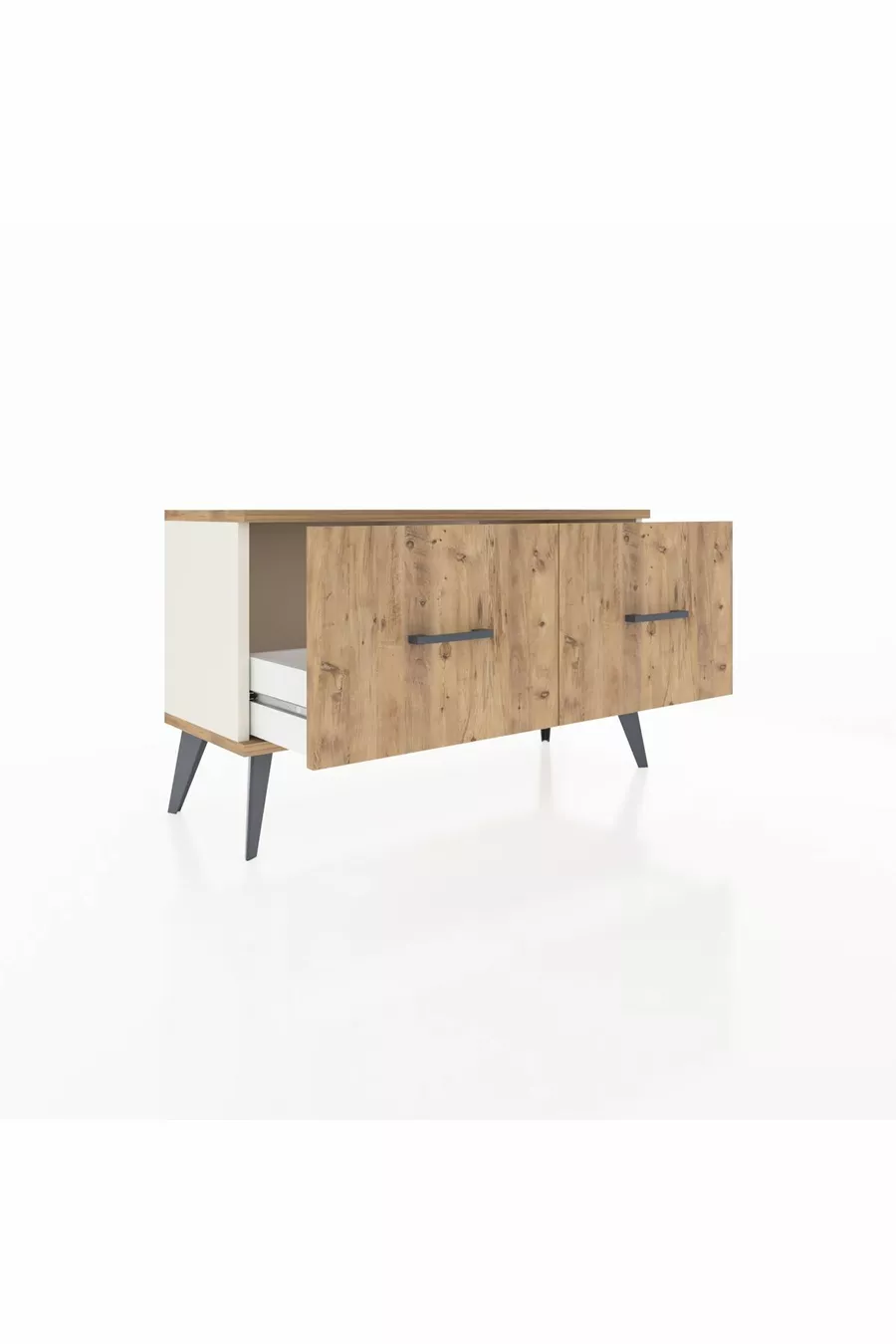 Commode Arges à 2 tiroirs Pierre de lune-Pin