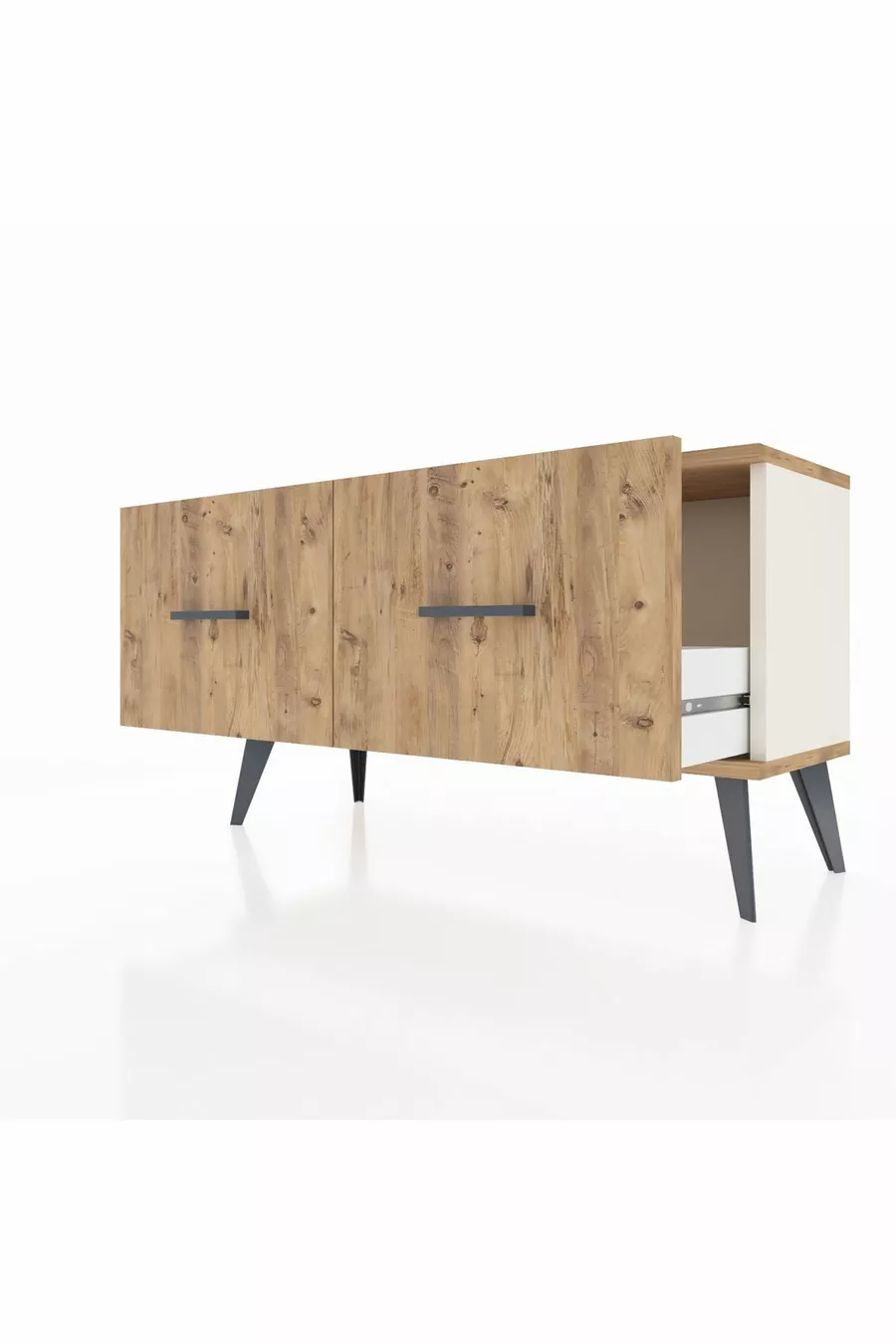 Commode Arges à 2 tiroirs Pierre de lune-Pin
