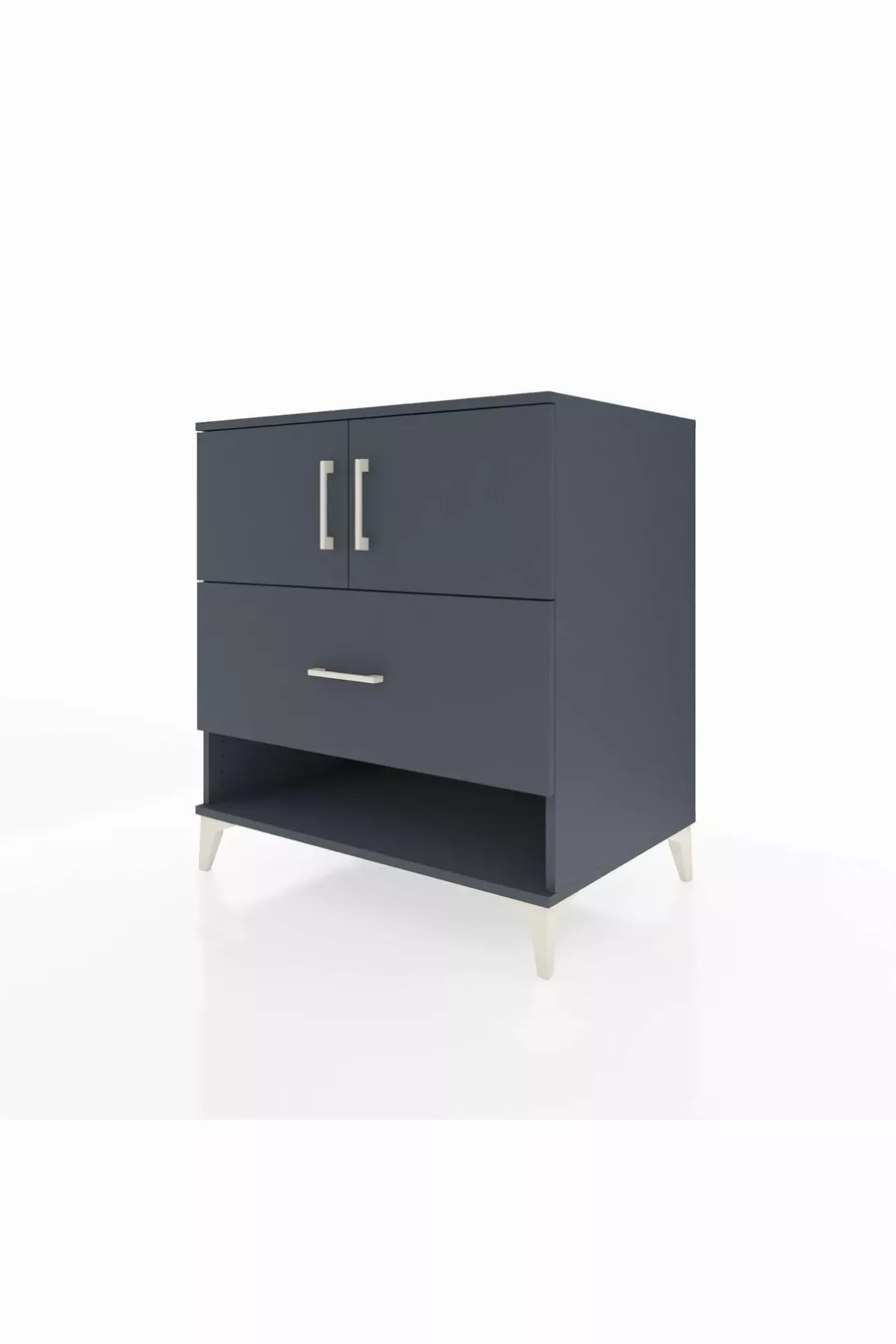 Commode Kronos avec 2 étagères, 1 tiroir et 2 portes, Anthracite-Anthracite