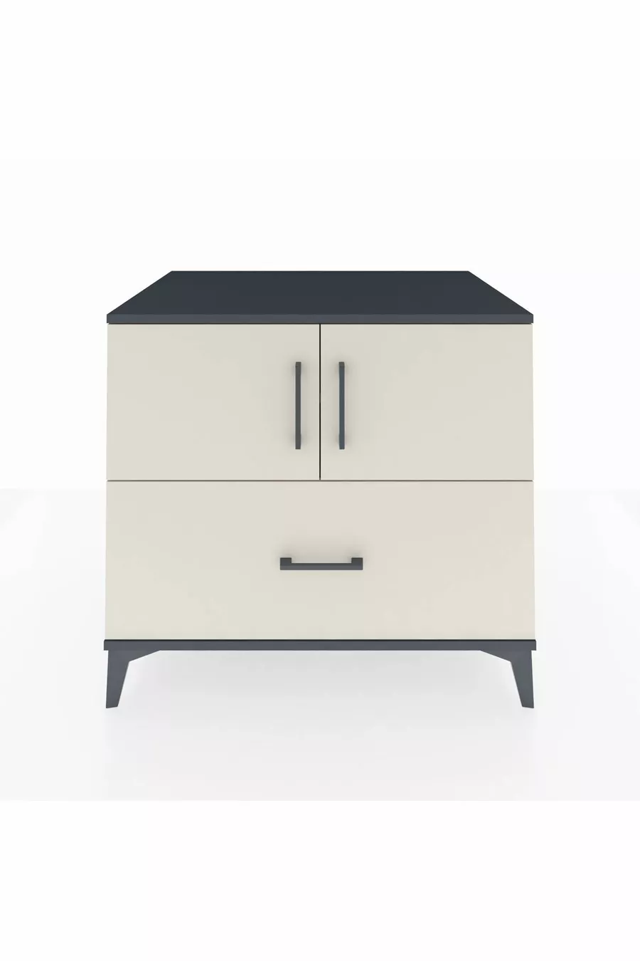 Commode Kronos avec 2 étagères, 1 tiroir et 2 portes, Anthracite-Pierre de lune
