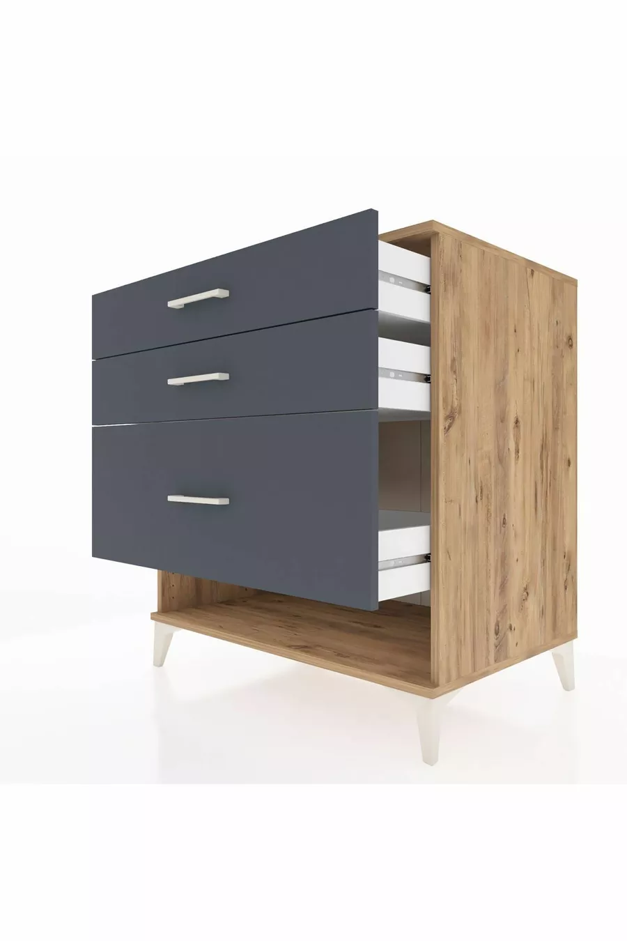 Commode Kronos à 3 tiroirs Pin-Anthracite