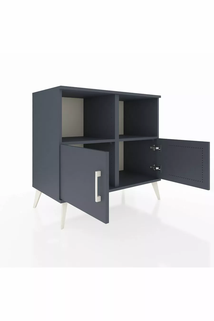 Commode Hyperion 2 étagères 2 portes Anthracite-Anthracite