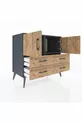 Commode Hyperion avec 2 étagères, 4 tiroirs et 2 portes, Anthracite-Sapin