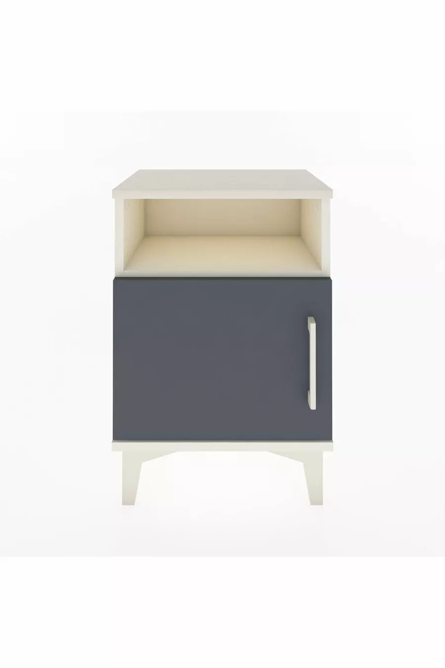 Table de chevet Arges à 2 étagères avec 1 porte, couleur Pierre de Lune-Anthracite