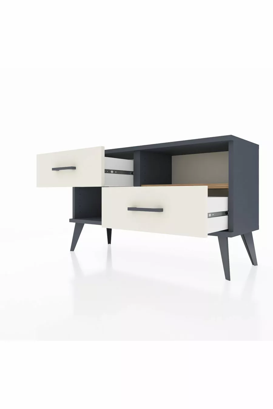 Commode Arges à une étagère, 2 tiroirs, Anthracite-Sapin/Mer de pierre