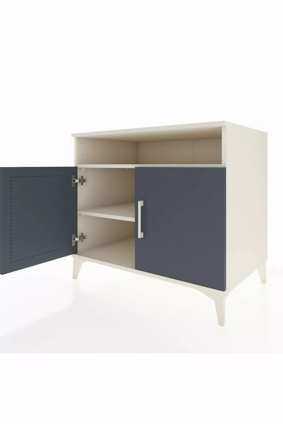 Commode Kronos 2 étagères 2 portes Pierre de Lune-Anthracite