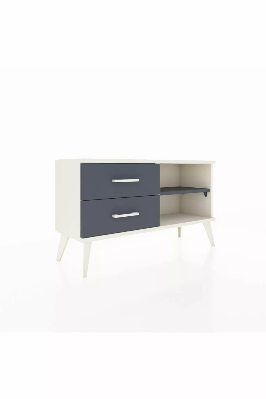 Commode Arges à une étagère et 2 tiroirs en pierre d'onyx - Anthracite