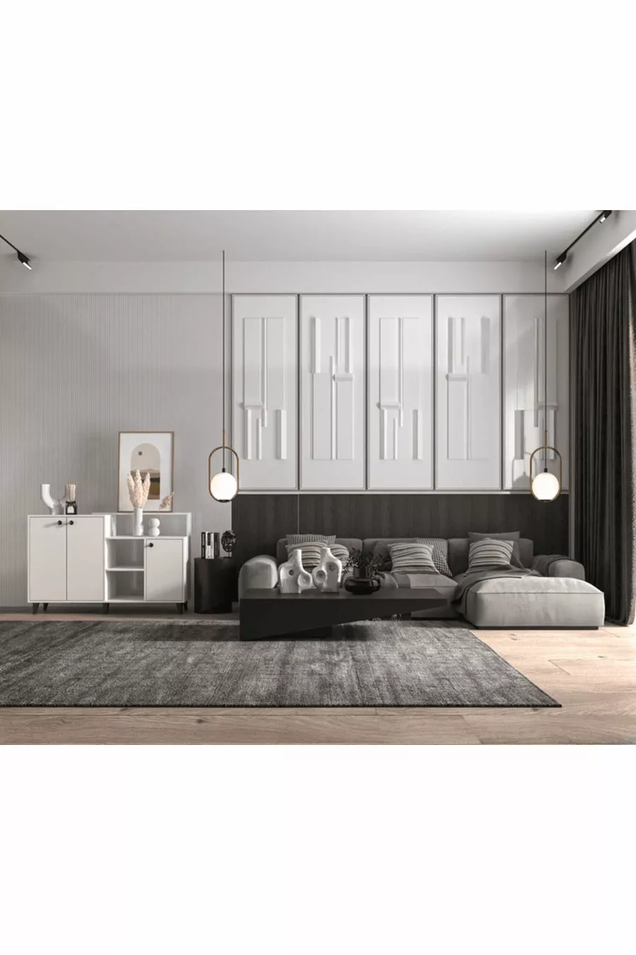 Commode / Console Siena - Blanc - 4 Portes