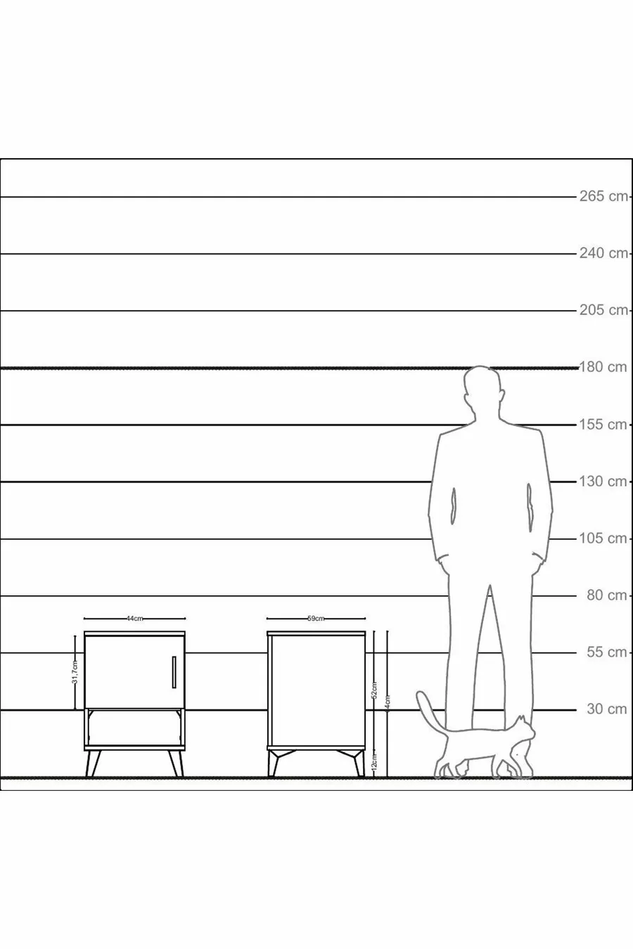 Table de chevet Kronos avec 2 étagères et 1 porte Anthracite-Épicéa