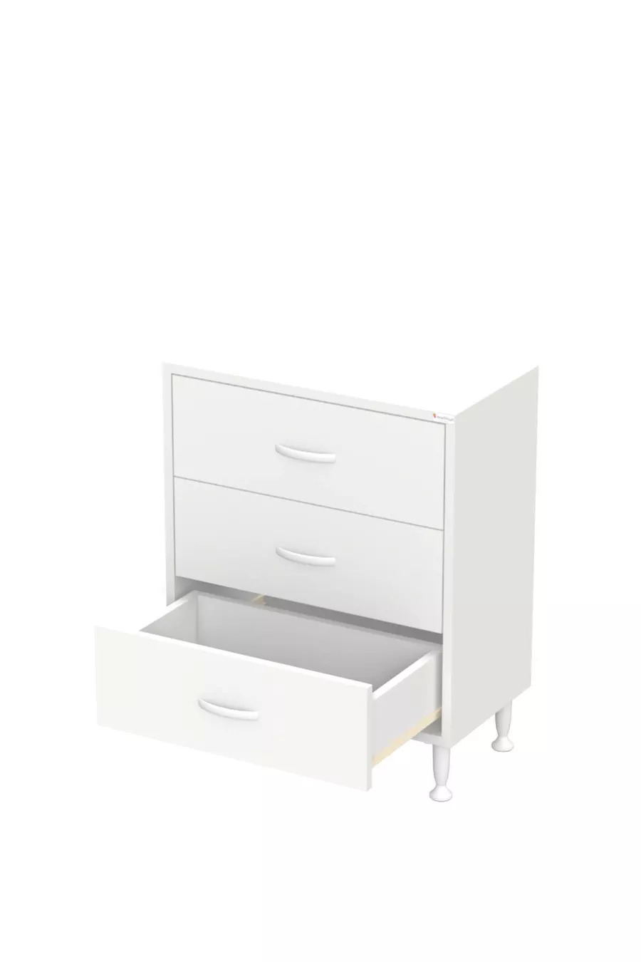 SÖKE, Armoire de salle de bain multifonctions à 3 tiroirs avec pieds (différentes options de largeur)