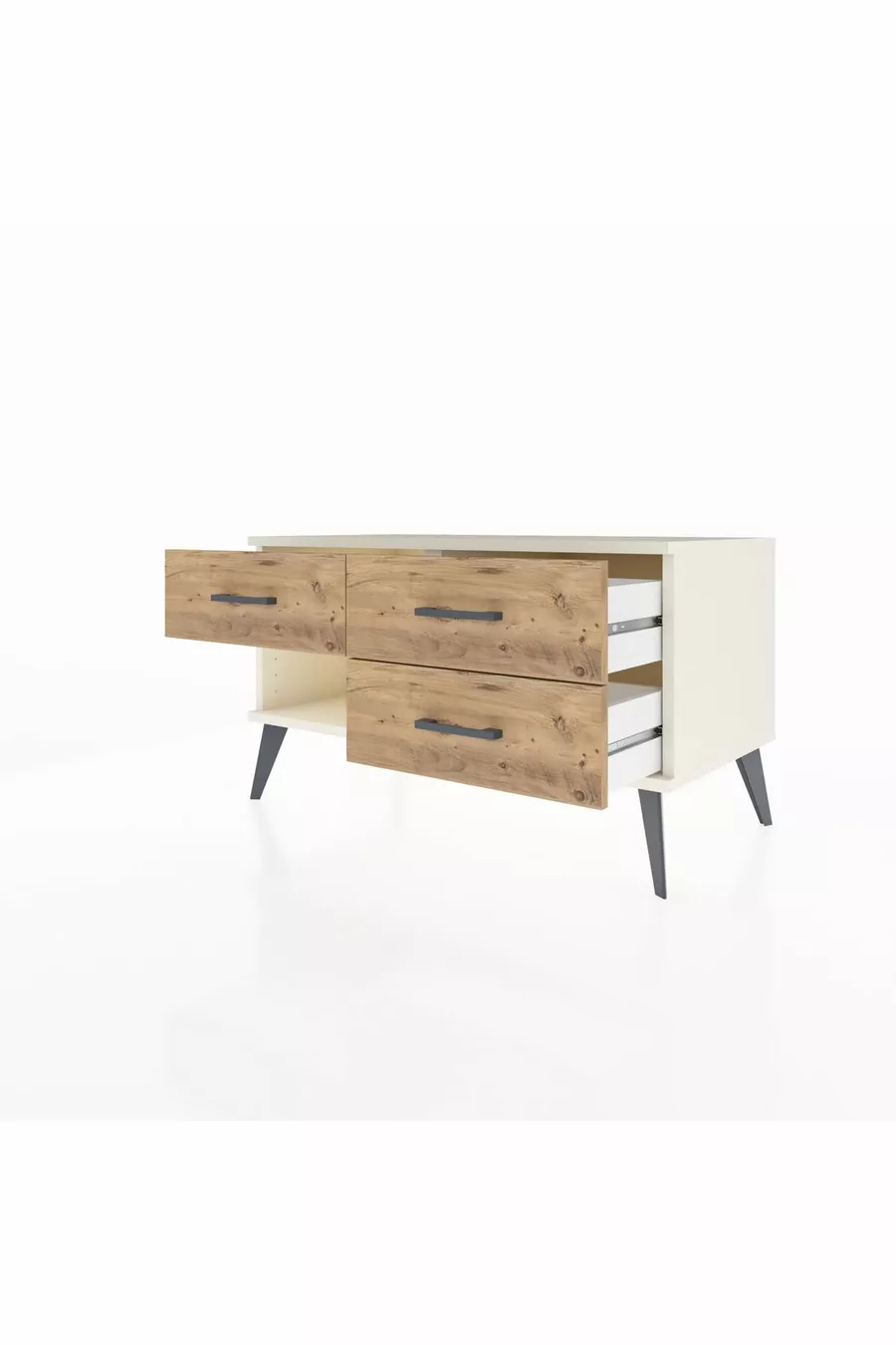 Commode Hyperion 3 tiroirs Pierre de lune/Pin