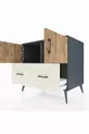 Commode Kronos 2 étagères 2 tiroirs 2 portes Anthracite-Sapin/Gris pierre