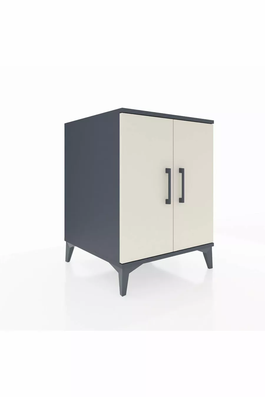 Kronos Table de chevet à une étagère et deux portes Anthracite-Pierre de lune
