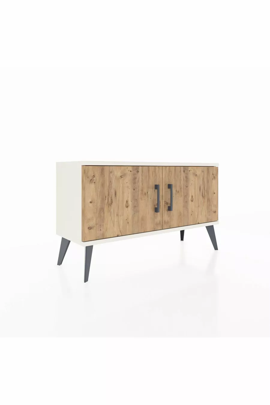 Commode Arges 2 étagères 2 portes Pierre de lune-Pin