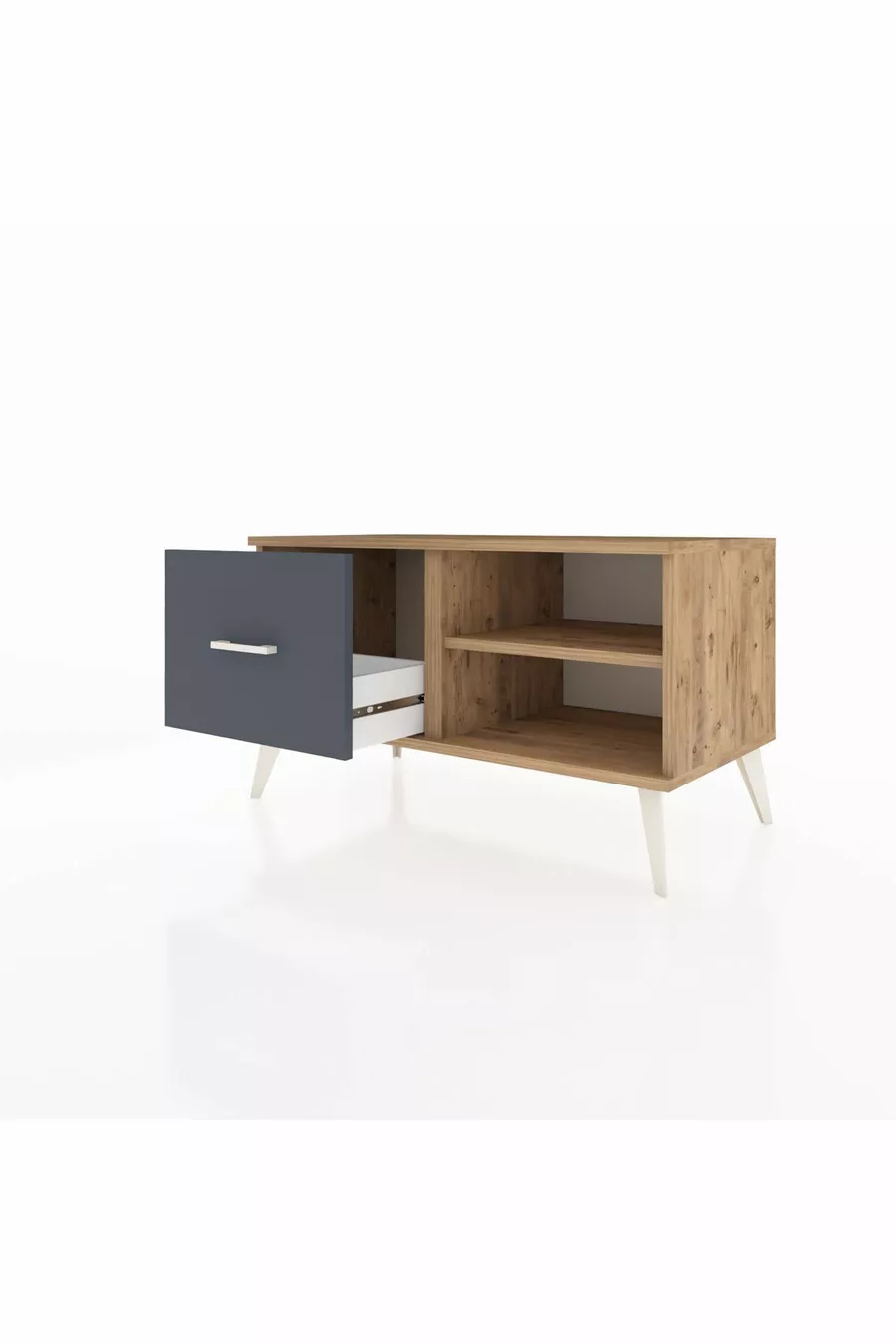 Commode Hyperion à une étagère et un tiroir, pin-pin/anthracite