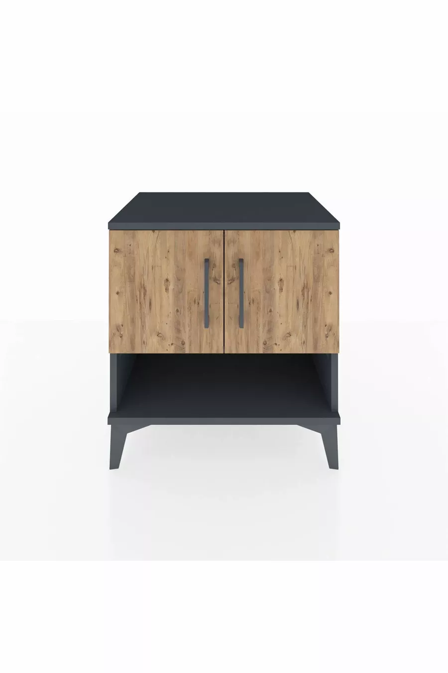 Commode Hyperion 2 étagères 2 portes Anthracite-Sapin