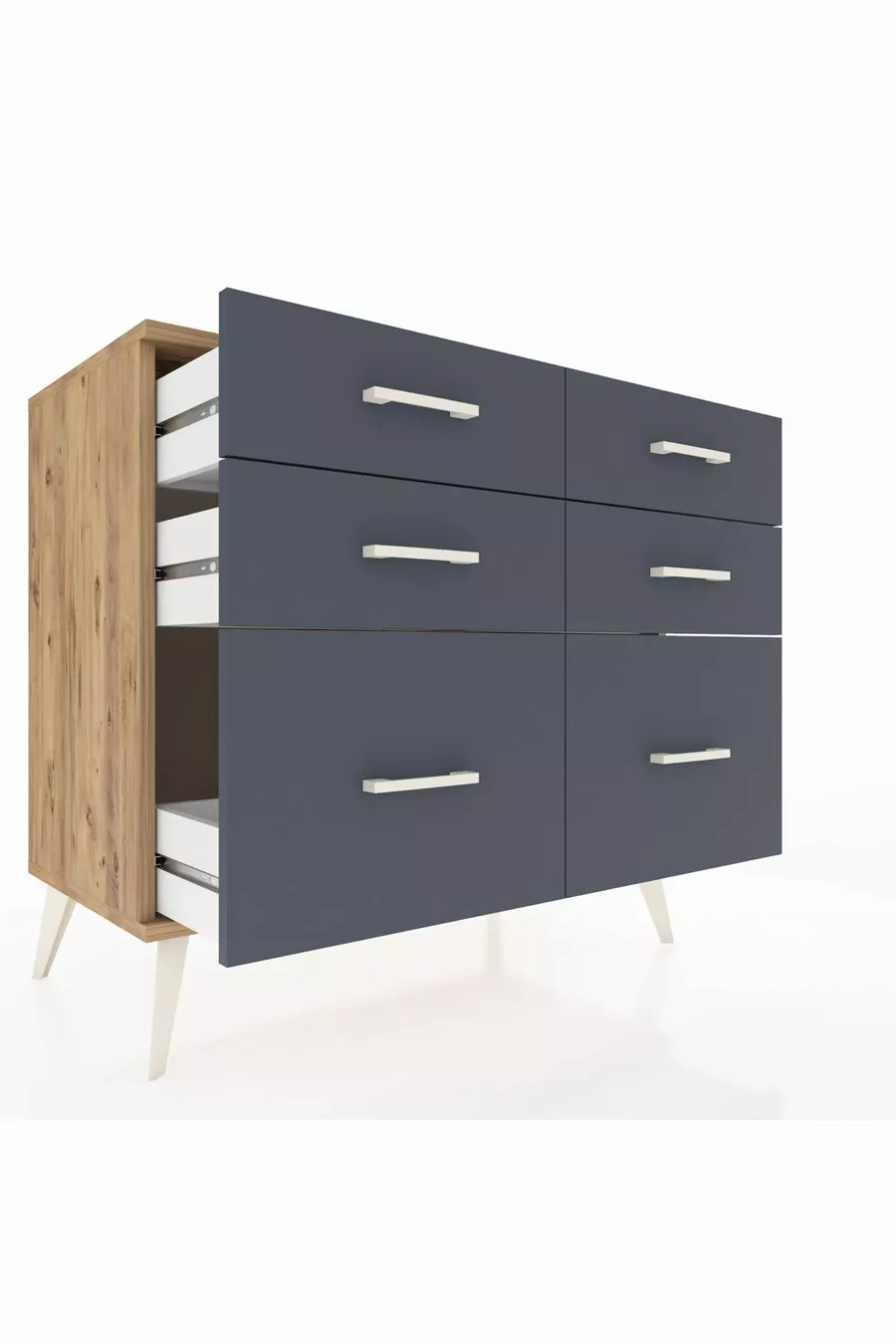 Commode Hyperion 6 tiroirs Pin-Pin/Anthracite