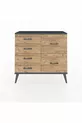 Commode Arges 6 tiroirs Anthracite-Anthracite/Sapin