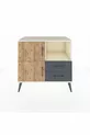 Commode Hyperion 2 étagères 2 tiroirs 2 portes Pierre de Lune-Sapin/Anthracite