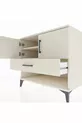 Commode Kronos avec 2 étagères, 1 tiroir et 2 portes, Pierre de Lune-Pier de Lune