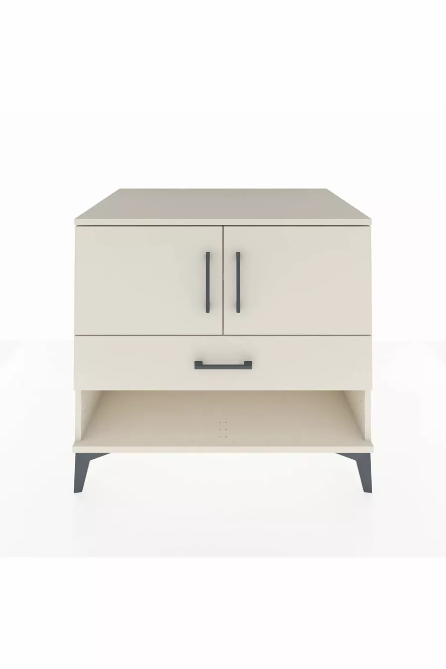 Commode Kronos avec 2 étagères, 1 tiroir et 2 portes, Pierre de Lune-Pier de Lune
