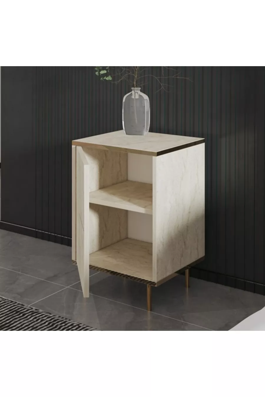 Table de chevet Kozan Travertin Or