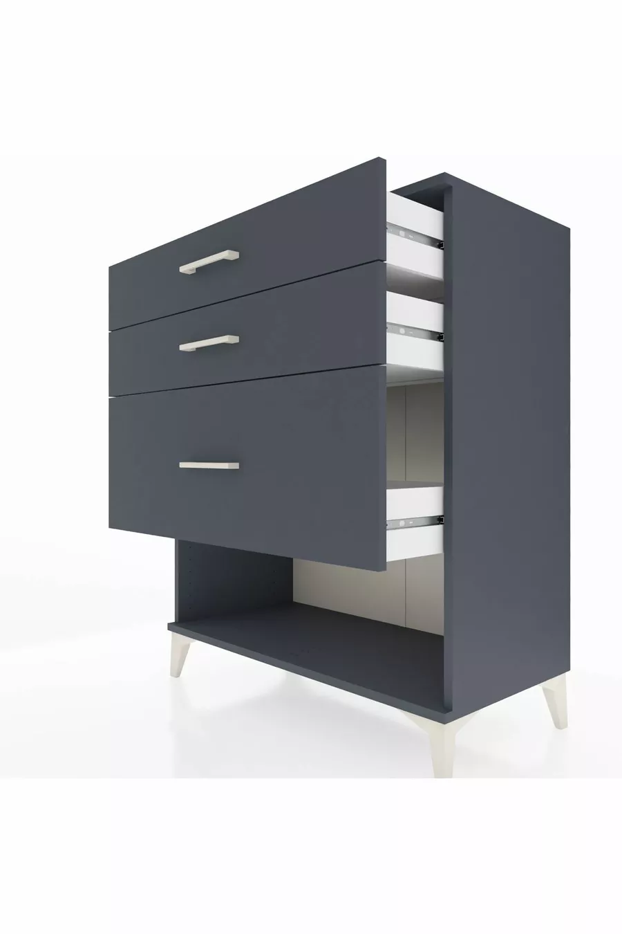 Commode Hyperion 3 tiroirs Anthracite-Anthracite
