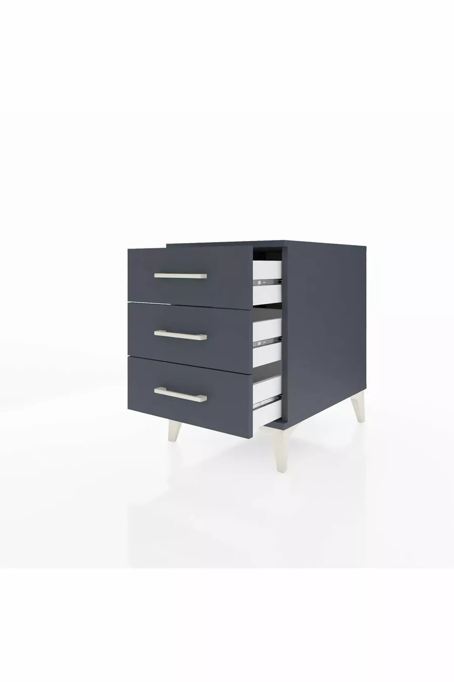 Table de chevet Kronos à 3 tiroirs Anthracite-Anthracite