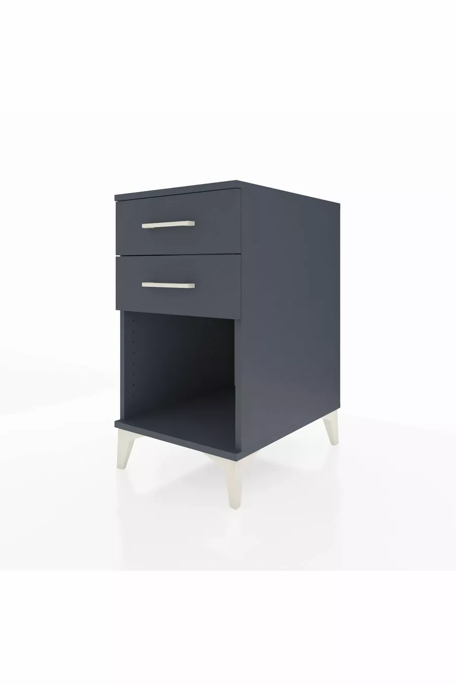Table de chevet Kronos à 2 tiroirs Anthracite-Anthracite