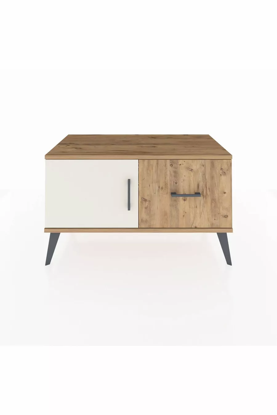 Commode Hyperion à une étagère, un tiroir et une porte, pin-pierre de lave/pin