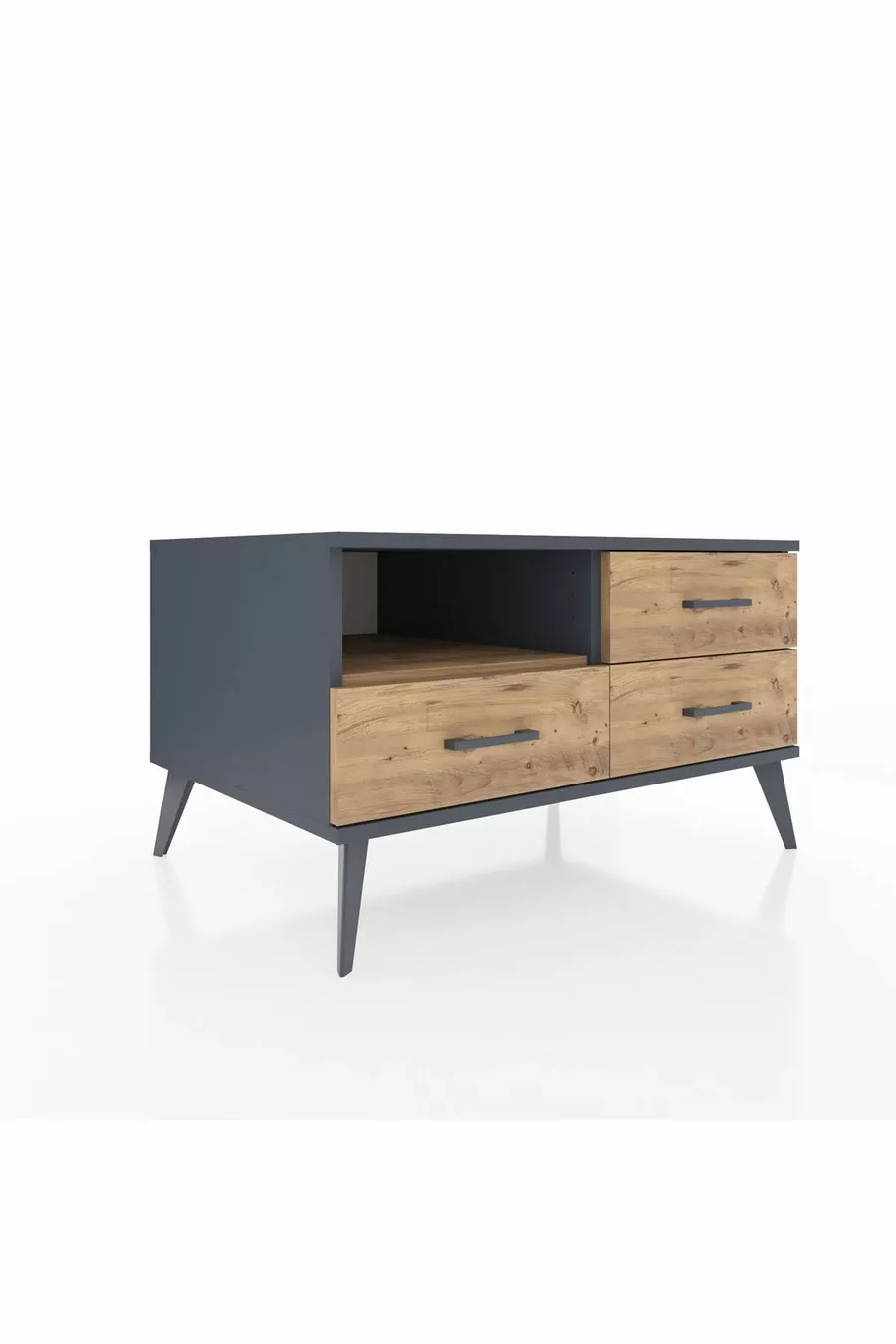 Commode Kronos à une étagère et 3 tiroirs Anthracite-Bois de pin
