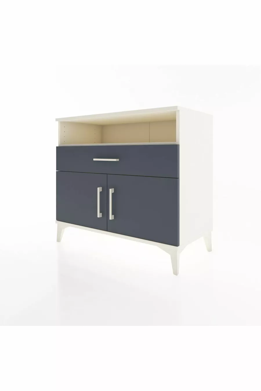 Commode Hyperion à une étagère, un tiroir et deux portes, Ambre-Anthracite