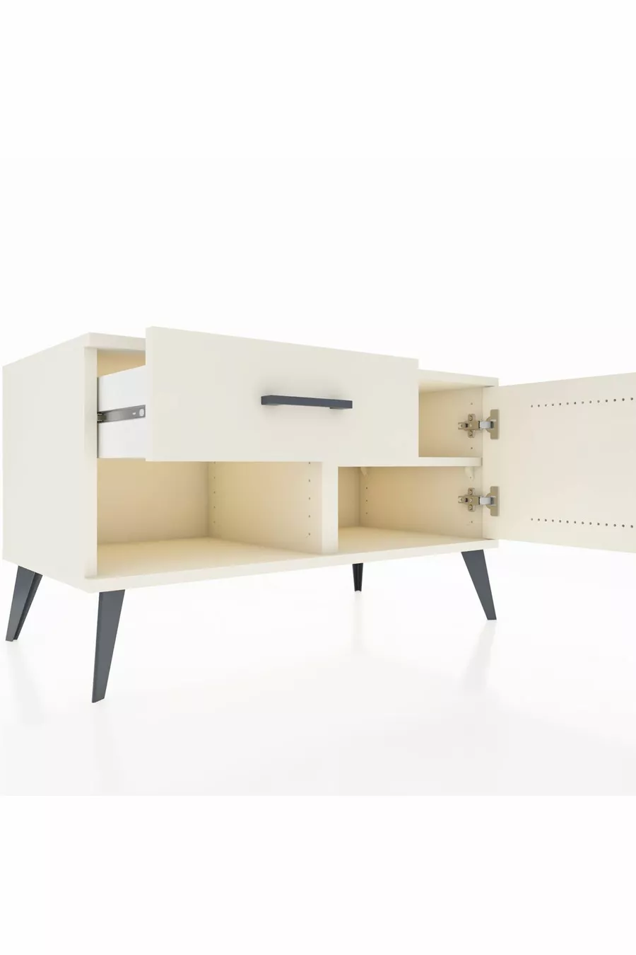 Commode Hyperion à une étagère, un tiroir et une porte en pierre de lune