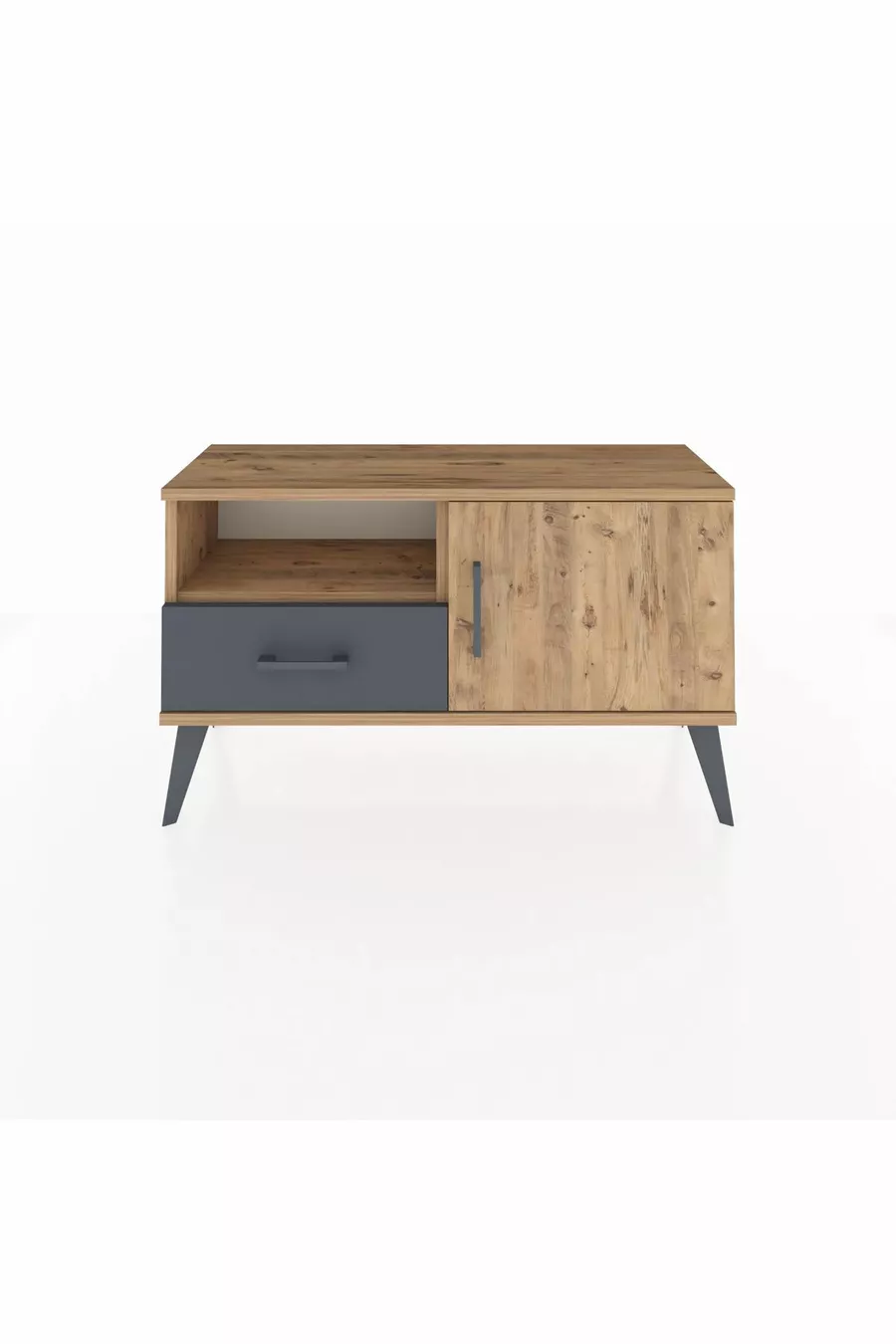 Commode Arges avec 2 étagères, 1 tiroir et 1 porte, en pin/anthracite