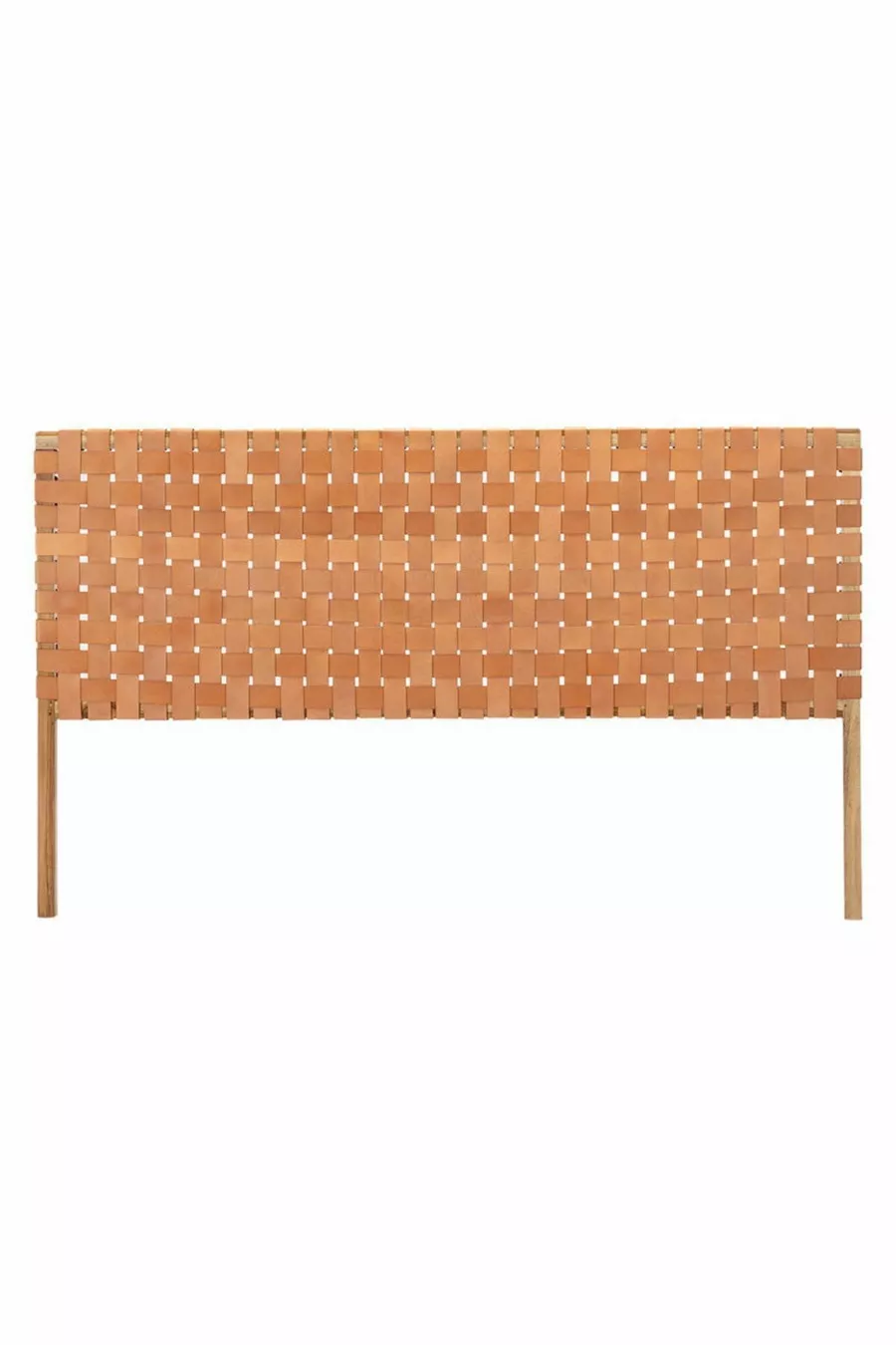 Tête de lit en cuir véritable avec tissage en bois