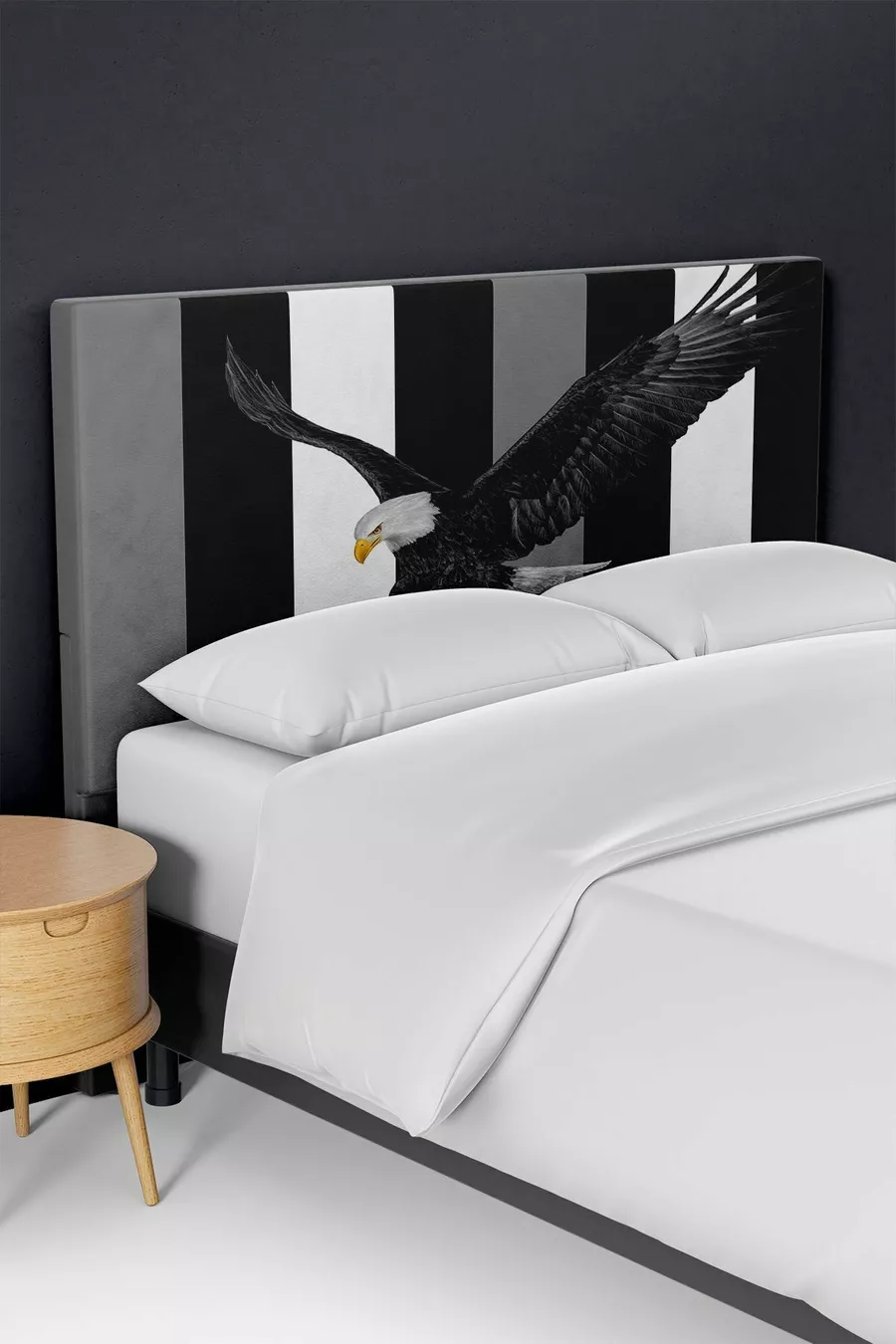 Housse de tête de lit pour sommier avec motif Aigle Noir et Blanc
